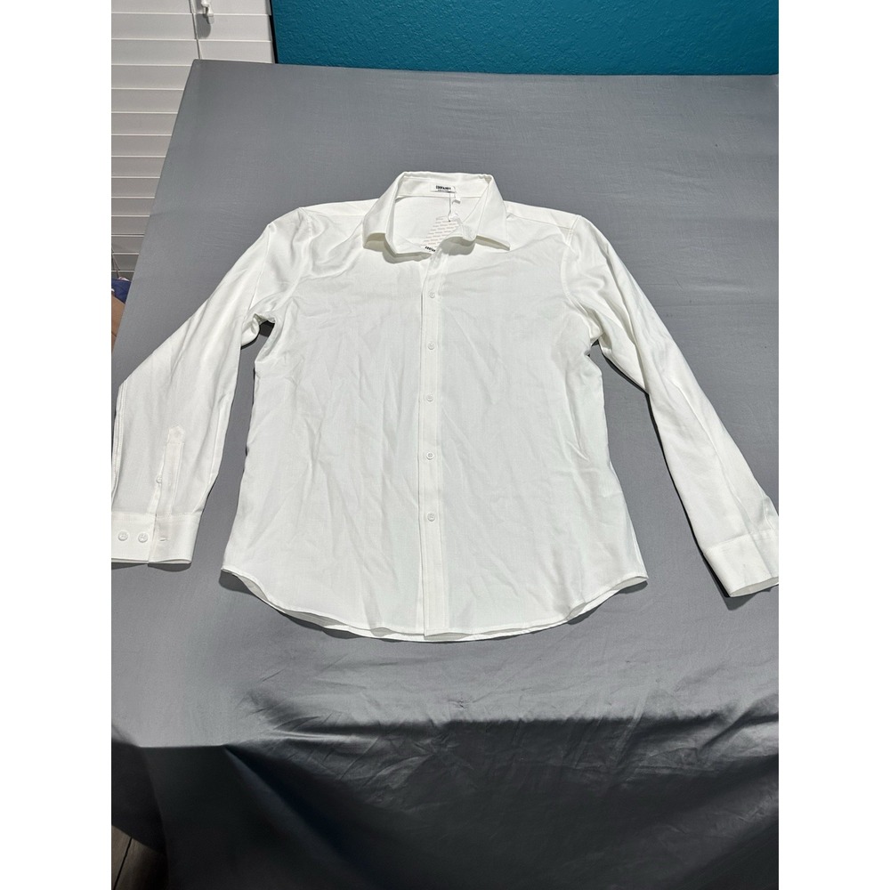 NWT Coofandy White Long Sleeve Button Up M